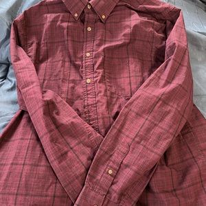 Haggar - Red and black plaid button down shirt